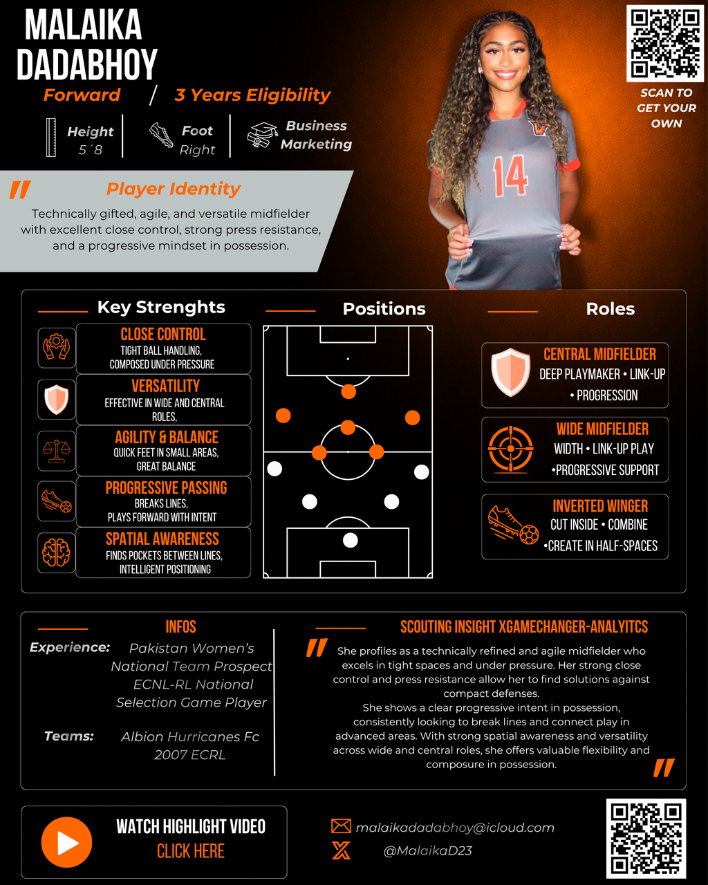 Mini CV – One Page Player Profile