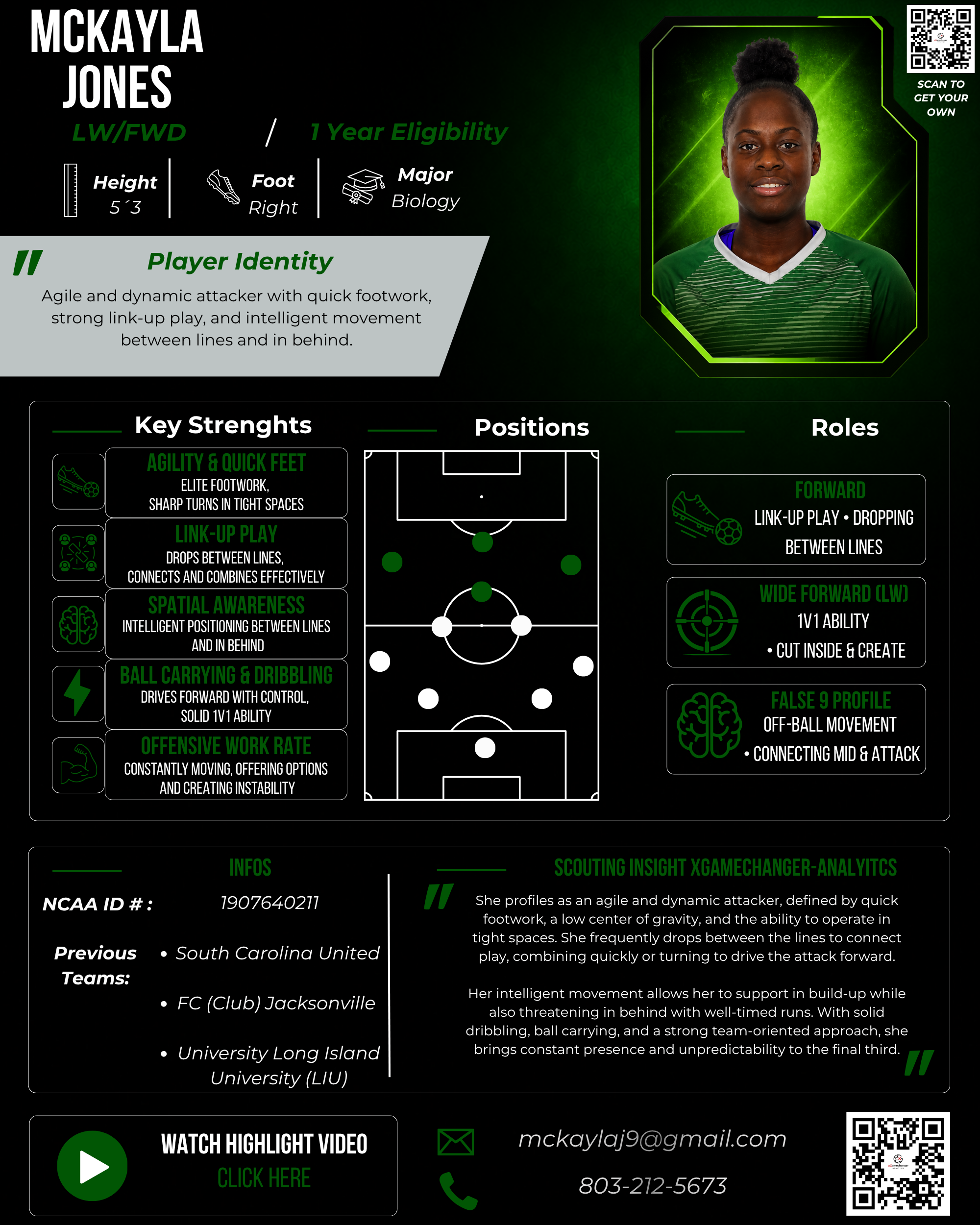 Mini CV – One Page Player Profile