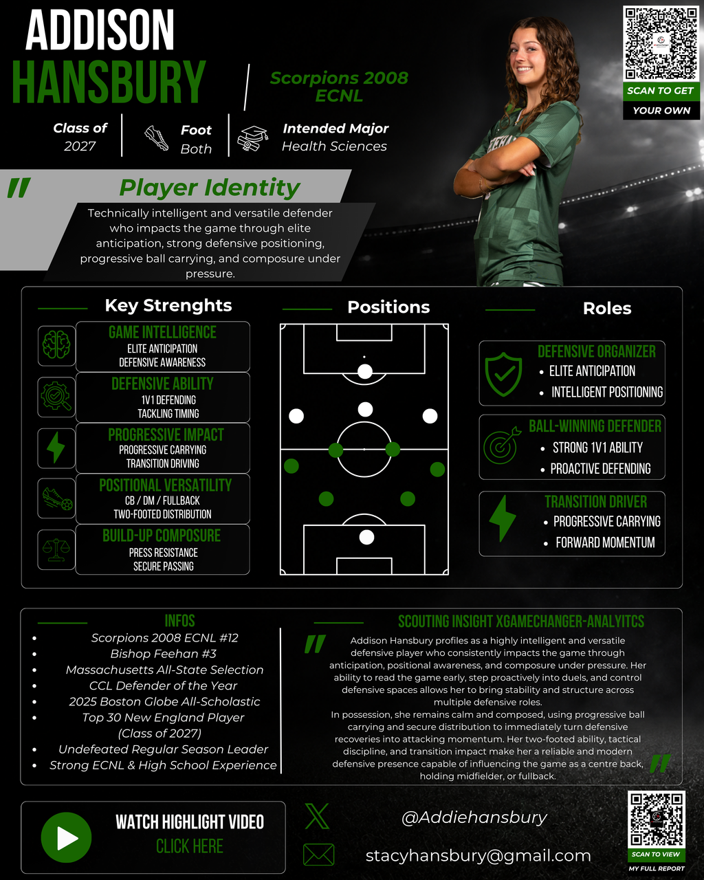 Mini CV – One Page Player Profile